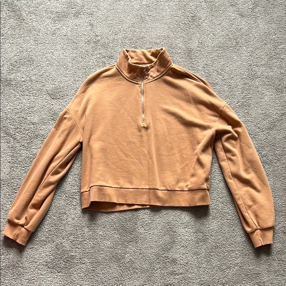 Women's Tan Quarter-Zip Top | Size: L